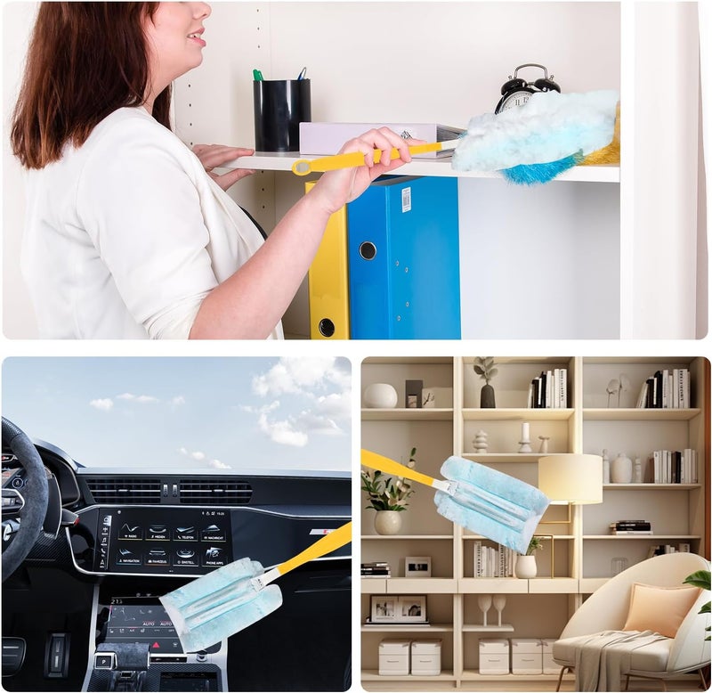 OMASUNB 10 Pcs Duster Handle Compatible with Swiffer Duster, Thickened Material Replacement Extendable Dusters Mop Handles for Tight Spaces and Cleaning Car Blinds Furniture Electronics(Yellow) - Image 5
